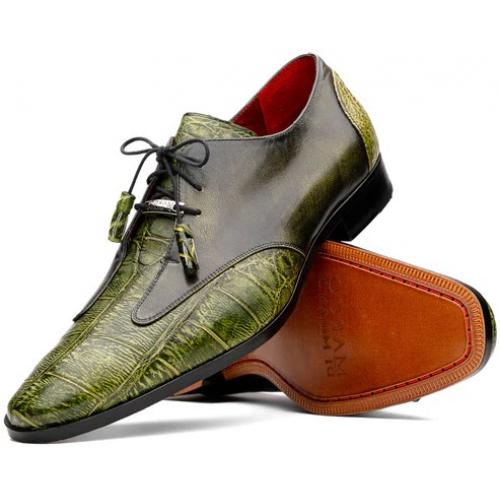 Marco Di Milano ''Anzio'' Green Genuine Alligator and Calfskin Dress Shoes